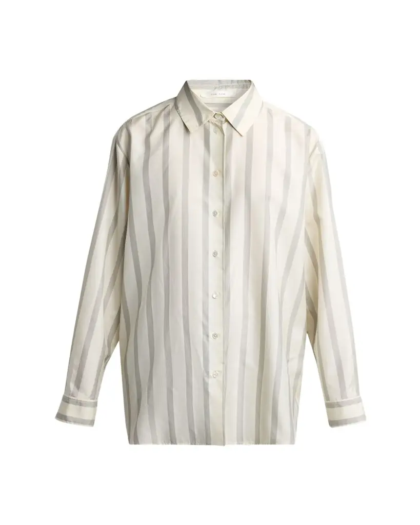 THE ROW Sisilia Striped Button-Down Silk Shirt