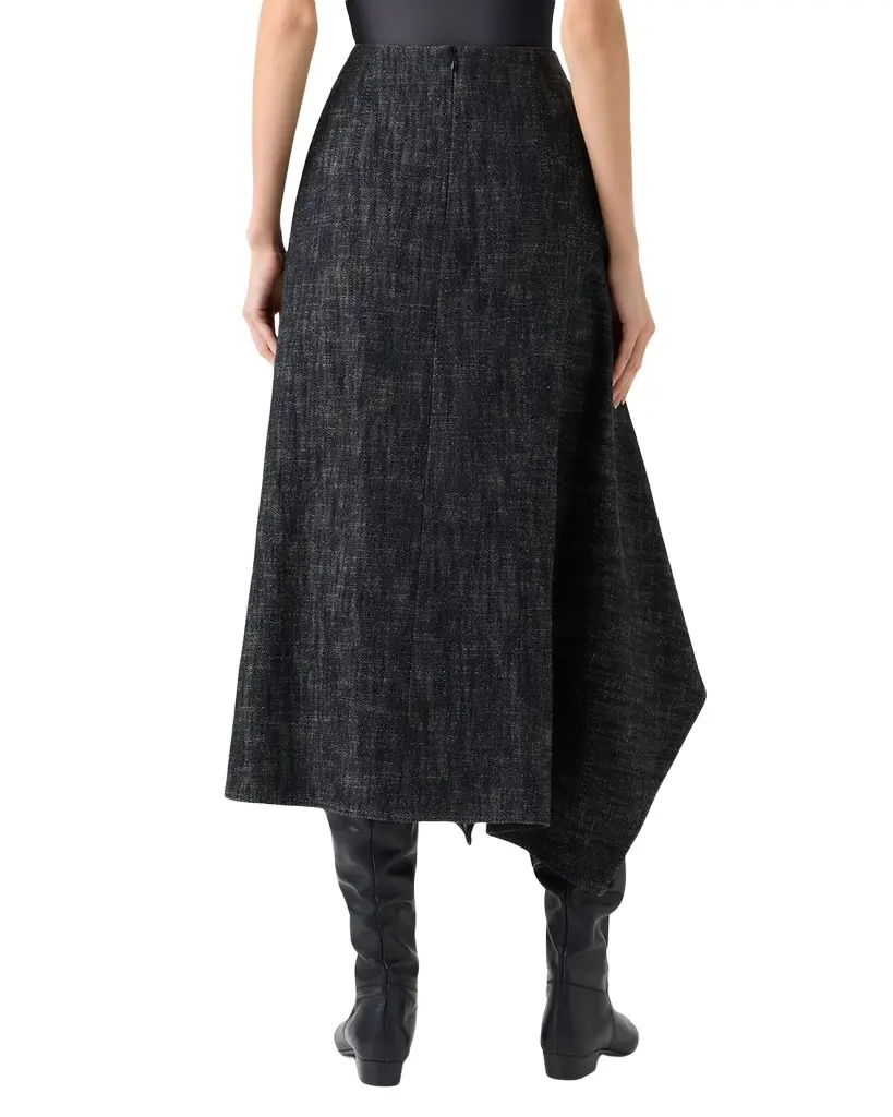 Akris punto Washed Heavyweight Cotton Denim Midi Skirt