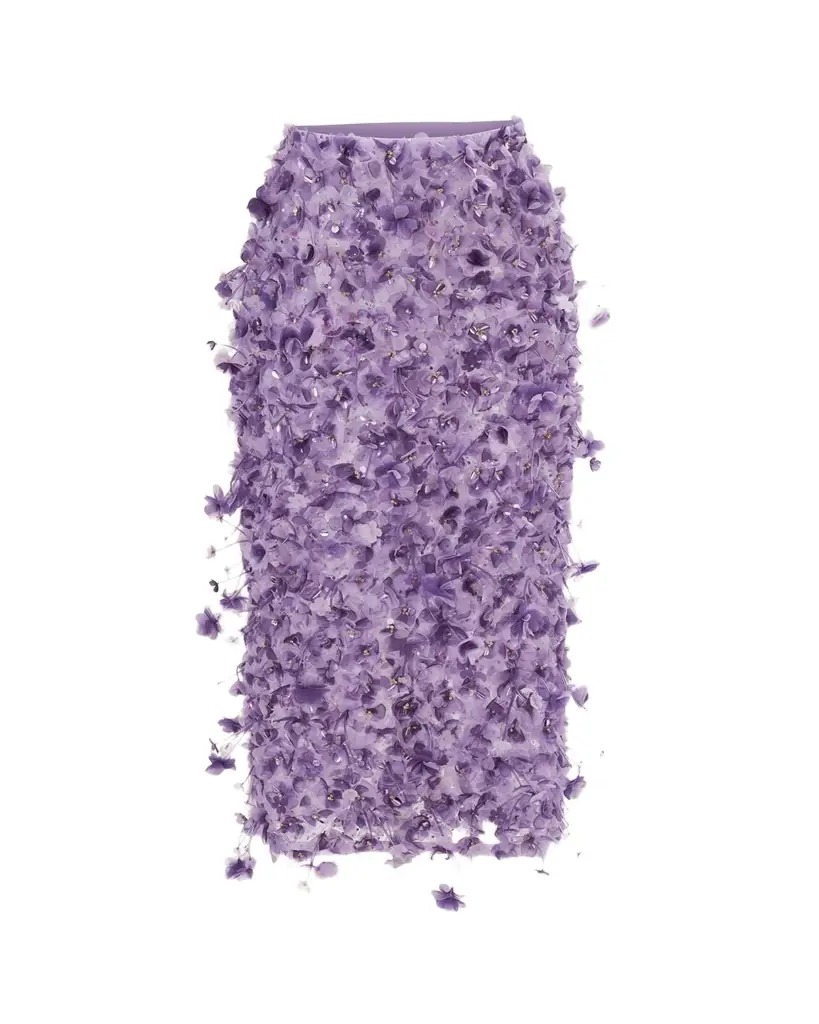 Carolina Herrera 3D Floral Embellished Pencil Skirt