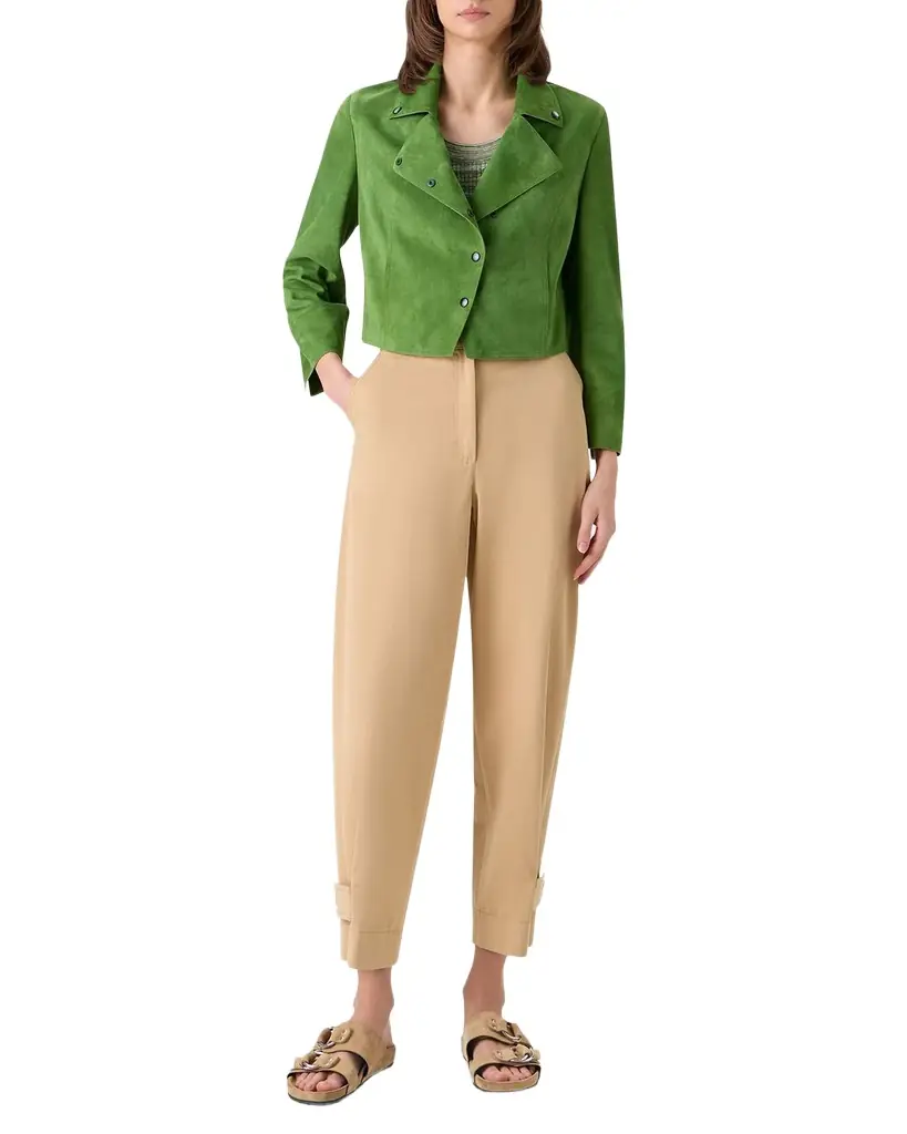 Akris punto Suede Crop Moto Jacket