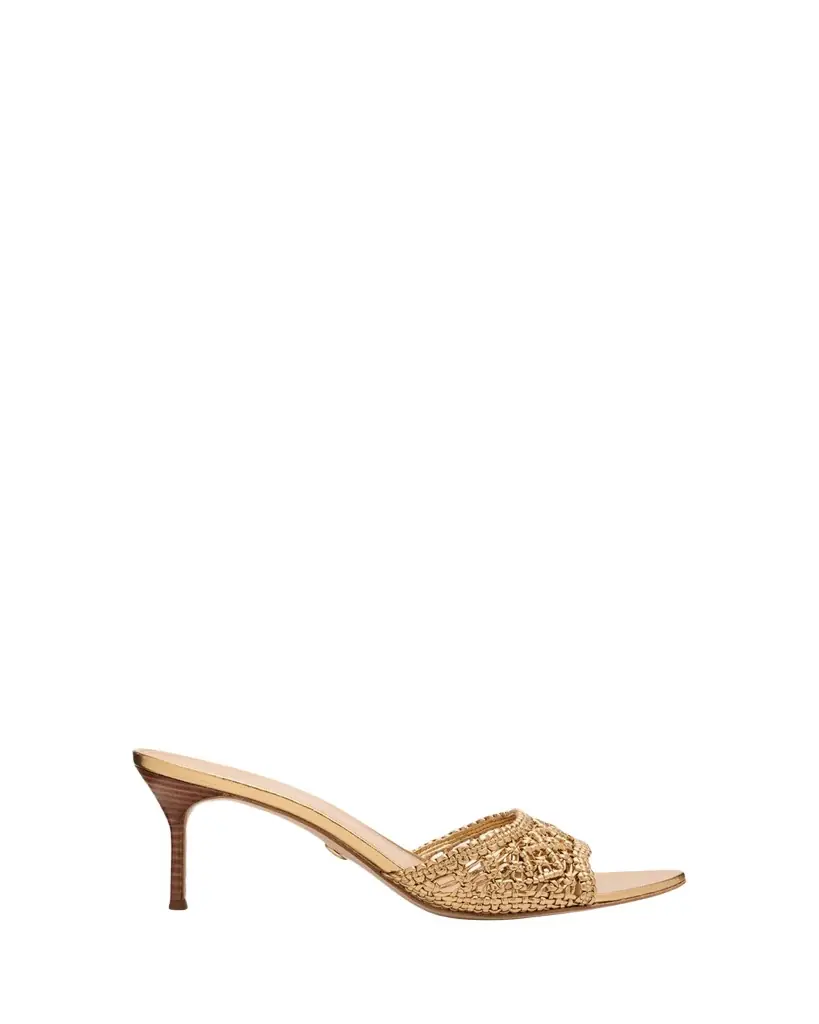 Veronica Beard 70mm Tia Macrame Metallic Leather Sandals