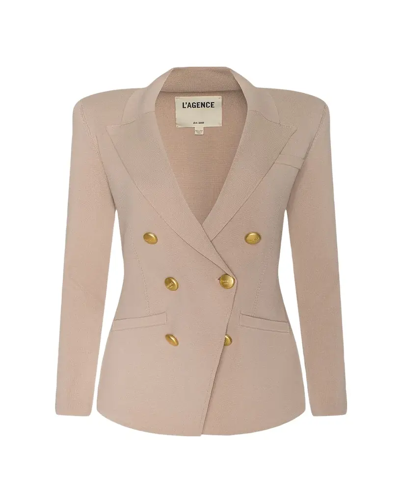 L'Agence Amelia Knit Double-Breasted Blazer