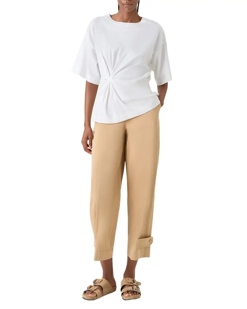 Akris punto Gathered Cotton Jersey Short-Sleeve T-Shirt