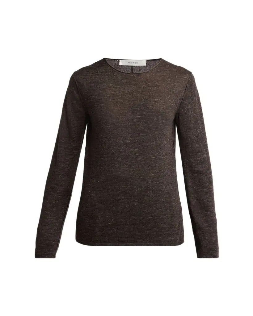 THE ROW Nile Cashmere, Silk, and Linen Long-Sleeve Top