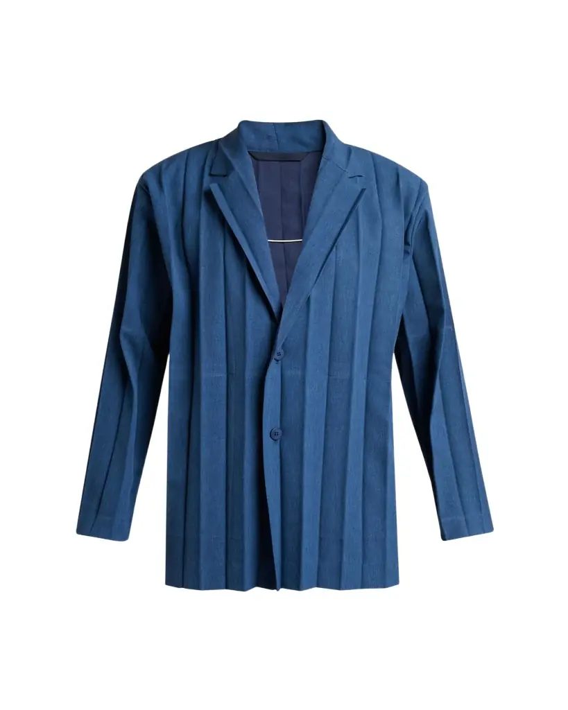 Homme Plisse Issey Miyake Men's Edge Ensemble Single-Breasted Pleated Jacket