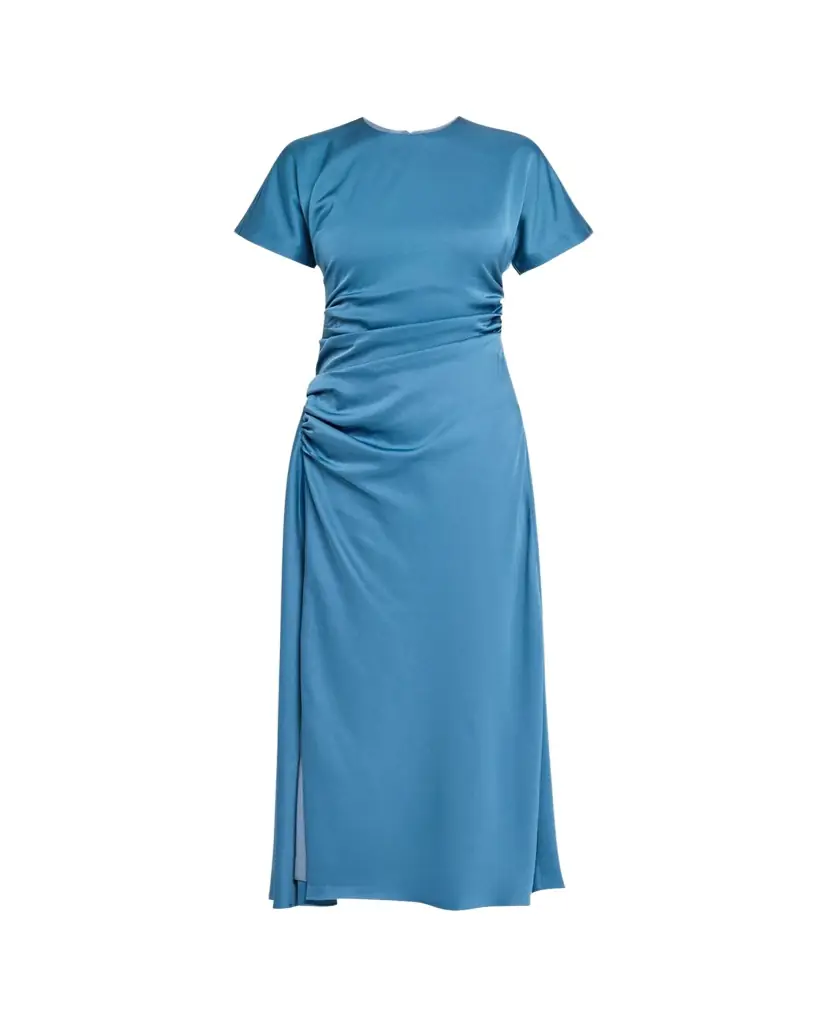 SIMKHAI Marabella Ruched Satin Midi Dress