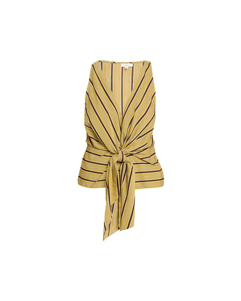 A.L.C. Elle Stripe Sleeveless Tie-Front Top