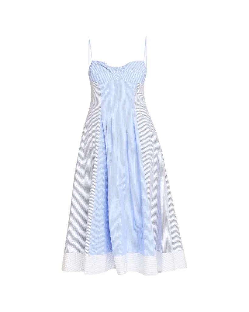 SIMKHAI Chamberlain Striped Cotton Midi Dress