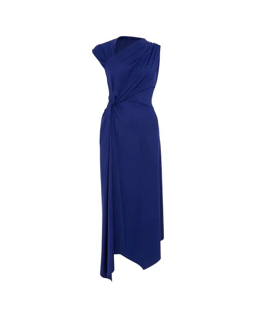 Victoria Beckham Sleeveless Twisted Asymmetric Midi Dress