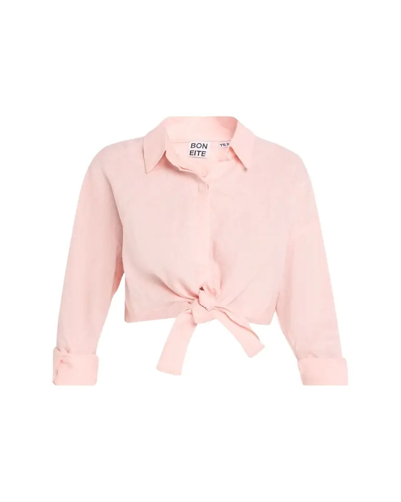 AEXAE Tie-Front Linen Shirt