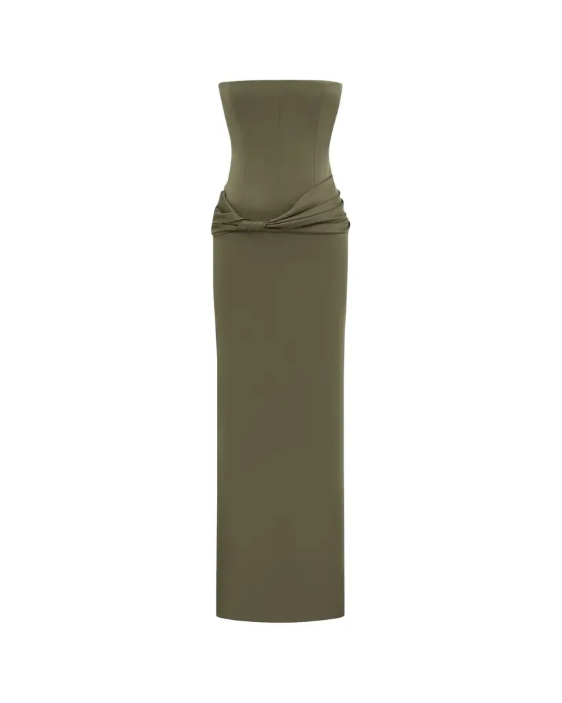 Alex Perry Strapless Twisted Longline Column Gown
