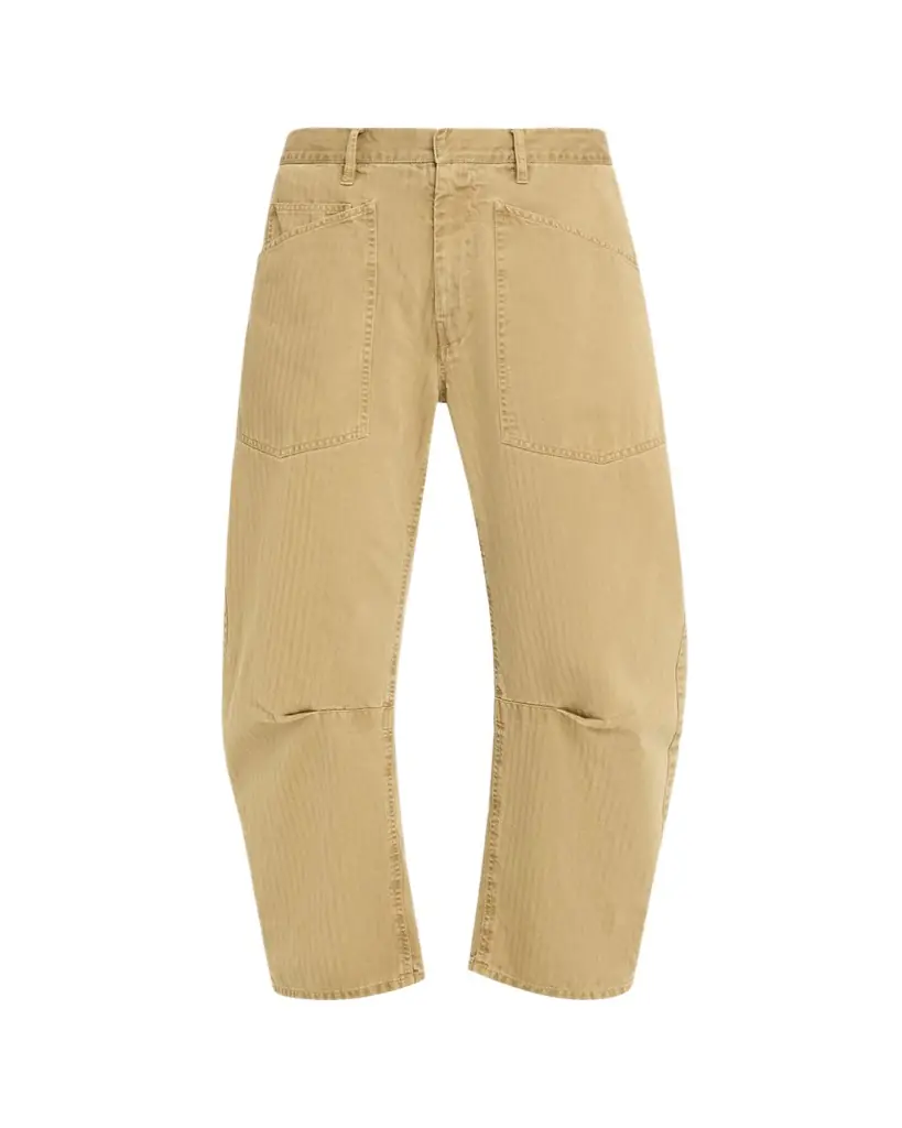 Nili Lotan Shon Herringbone Barrel-Leg Ankle Pants