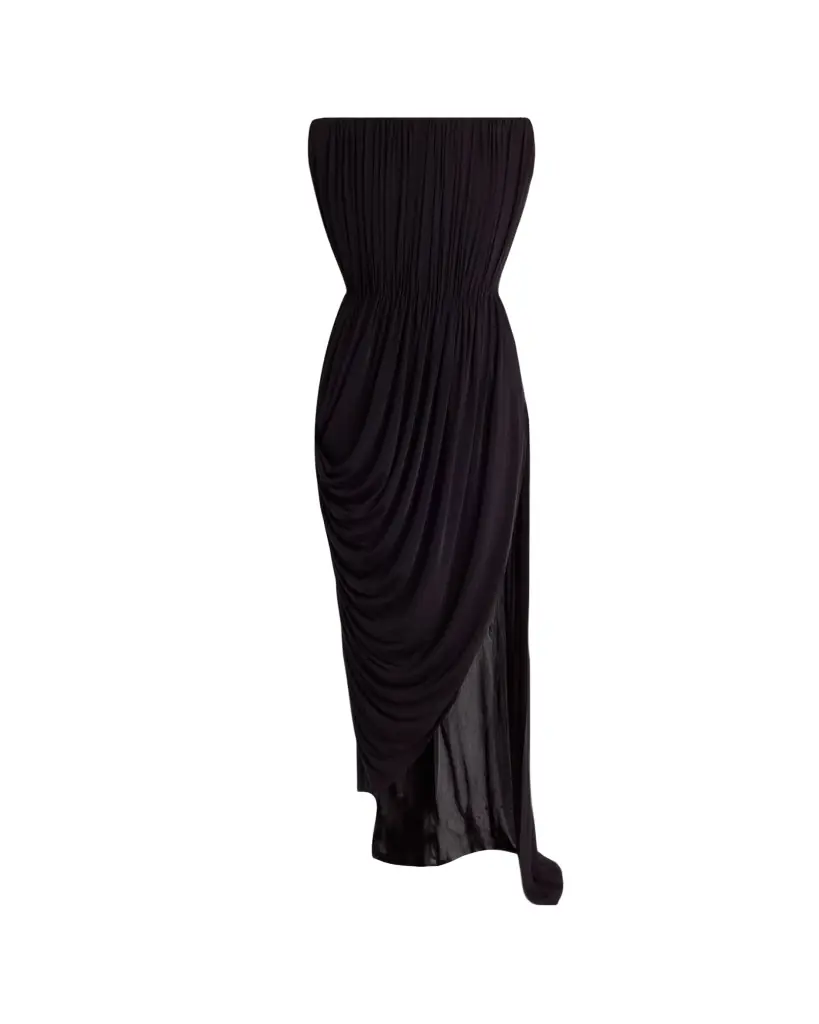 Stella McCartney Strapless Draped Crepe Jersey Slit Gown