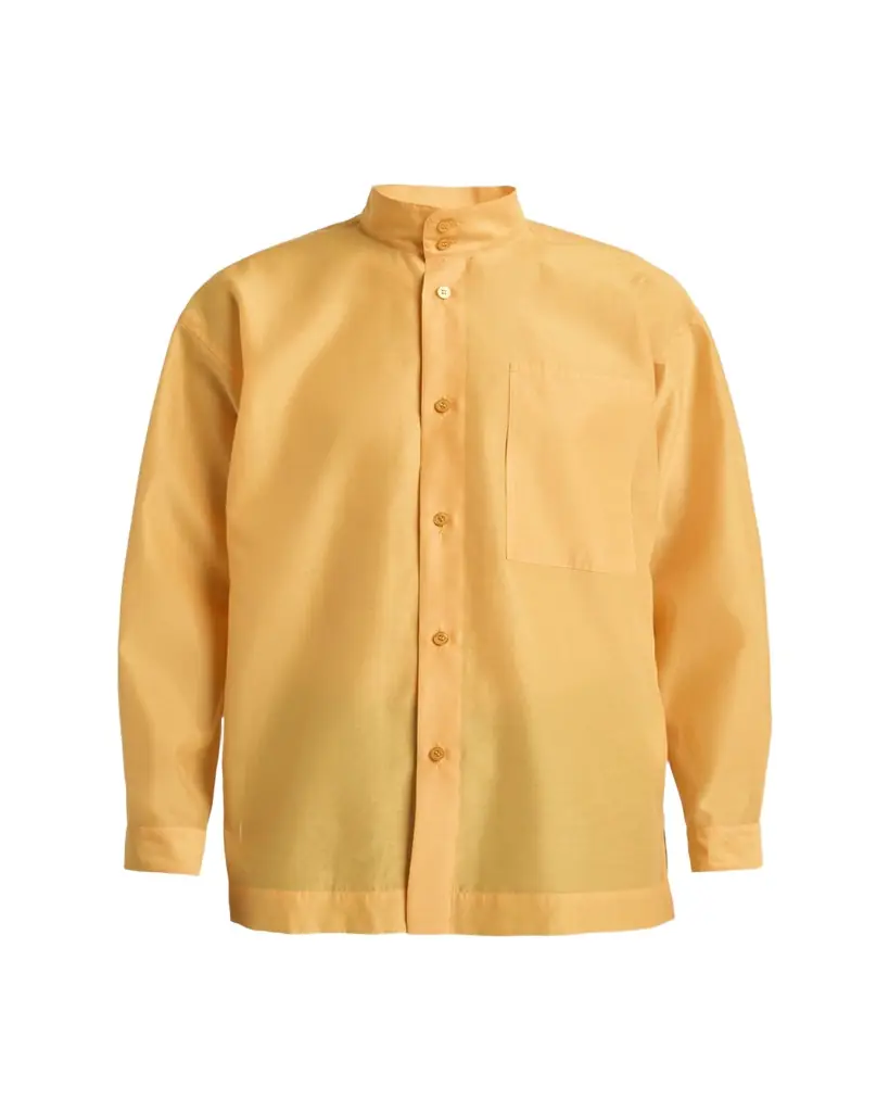 Homme Plisse Issey Miyake Men's Polyester and Wool Mandarin-Collar Sport Shirt