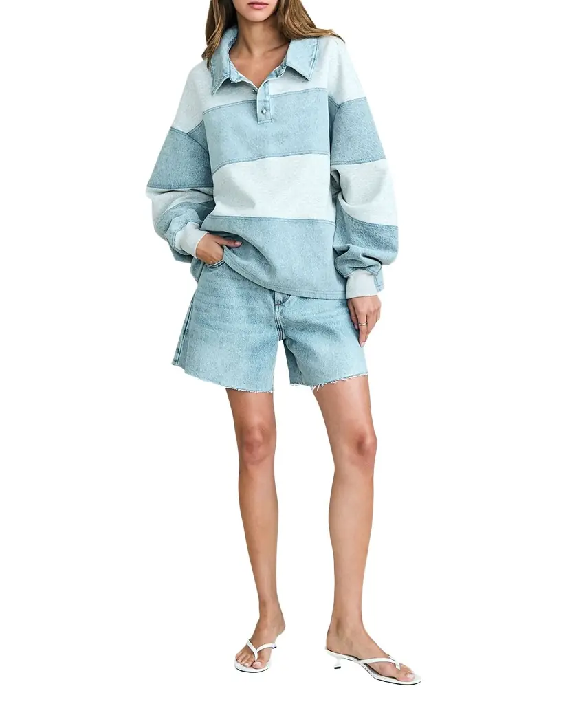 SEROYA Cher Striped Denim Top