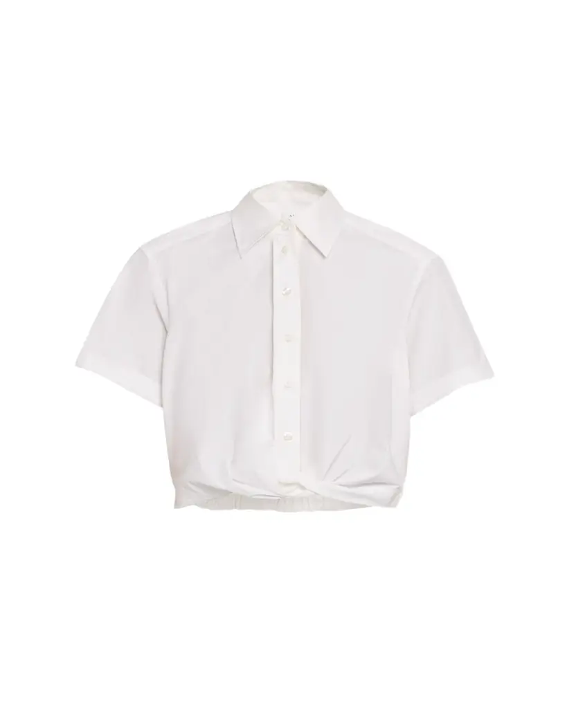 A.L.C. Lily Cropped Twist-Front Poplin Shirt