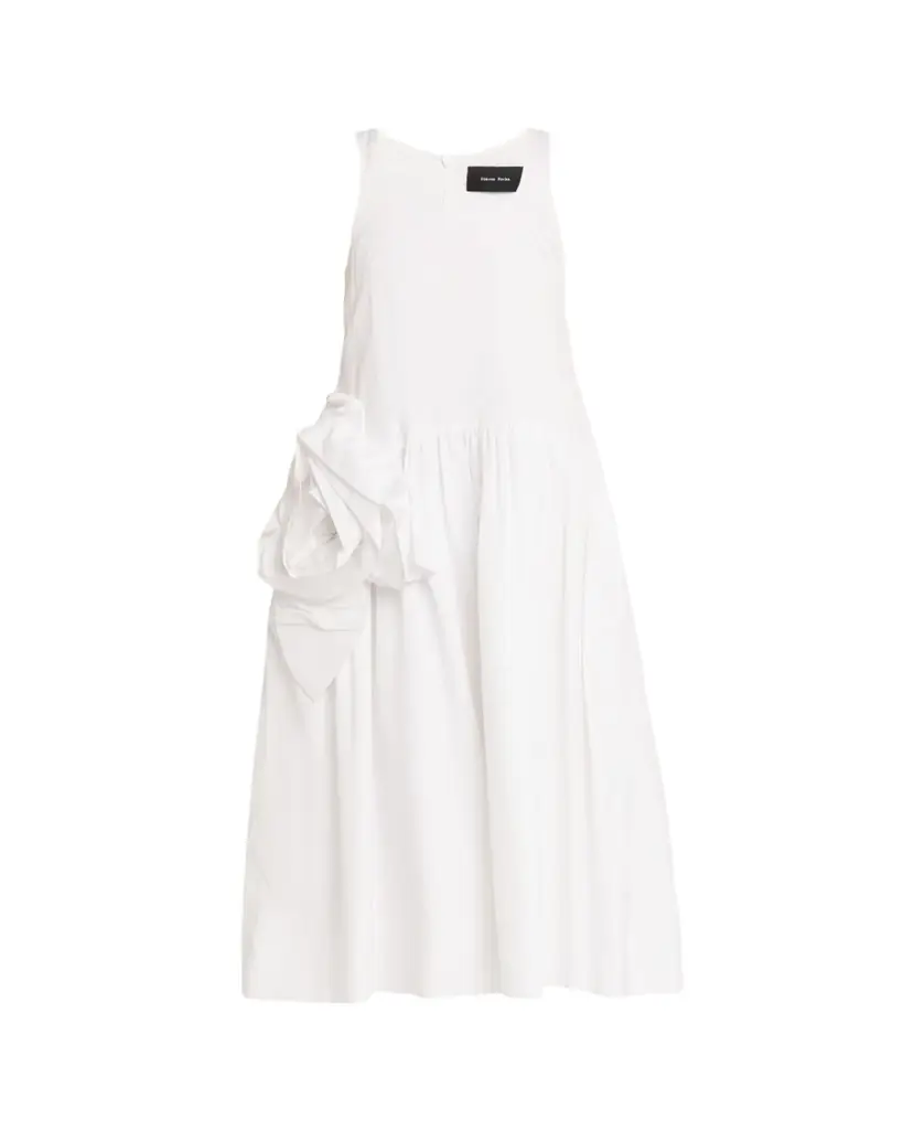 Simone Rocha Pressed Rosette Cotton Sleeveless Midi Dress