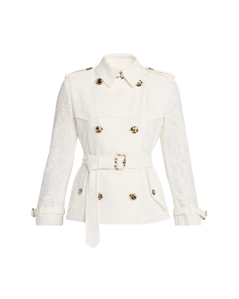 Burberry Foxfield Lace Double-Breasted Short Trench Jacket - Women's Clothing