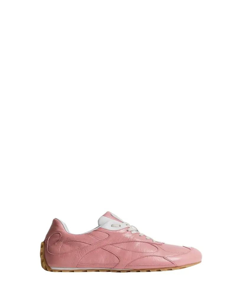 Bottega Veneta Men's Crinkle Leather Intreccio-Sole Low-Top Sneakers