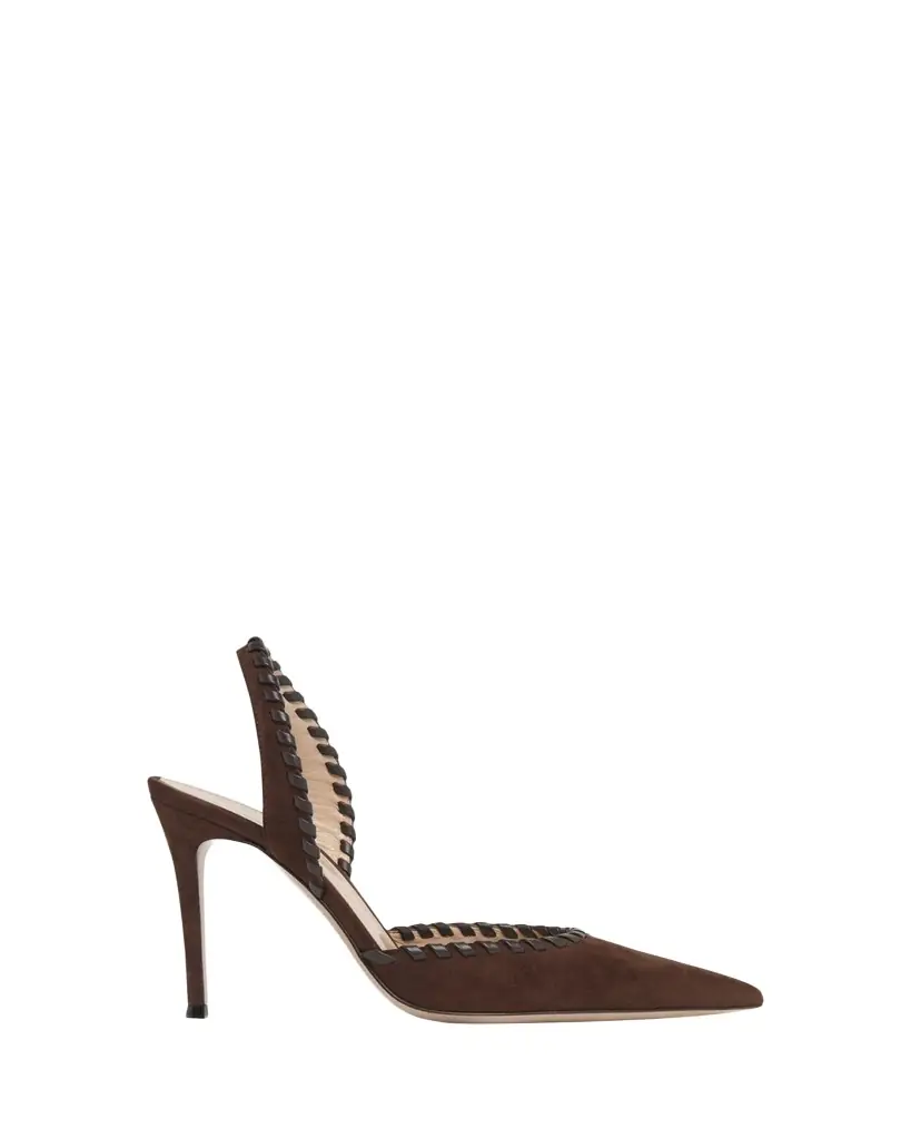 Gianvito Rossi 85mm Whipstitch Suede Slingback Pumps