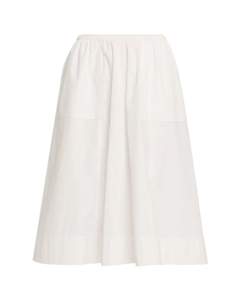 Vince Scallop-Trim Poplin Midi Skirt