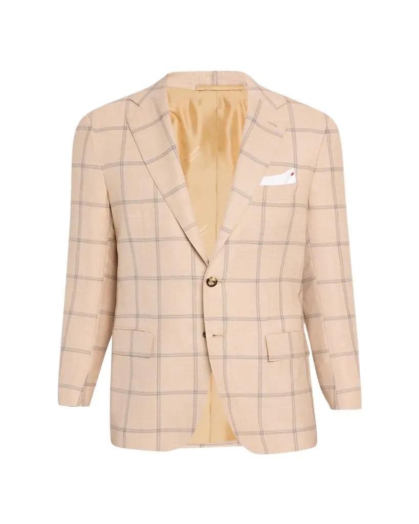 Kiton Men's Windowpane Cashmere Single-Breasted Sport Coat