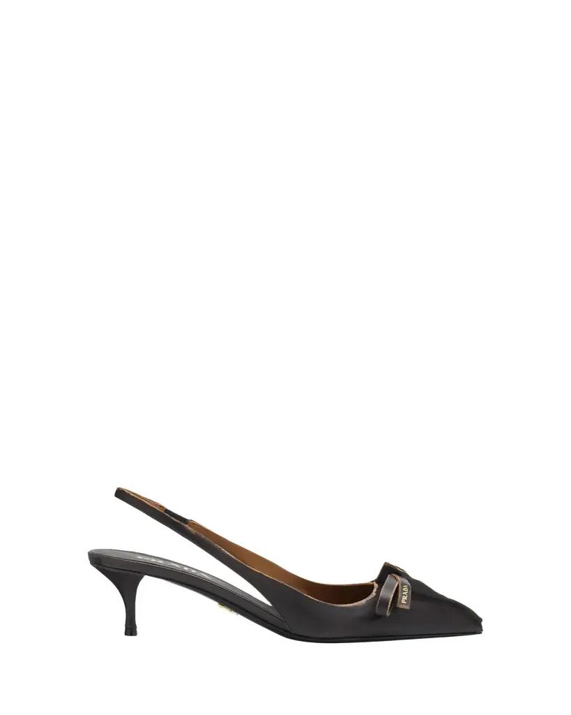 Prada 55mm Brushed Leather Slingback Pumps