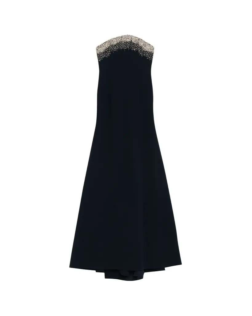 Naeem Khan Crystal Embroidered Strapless Trumpet Gown