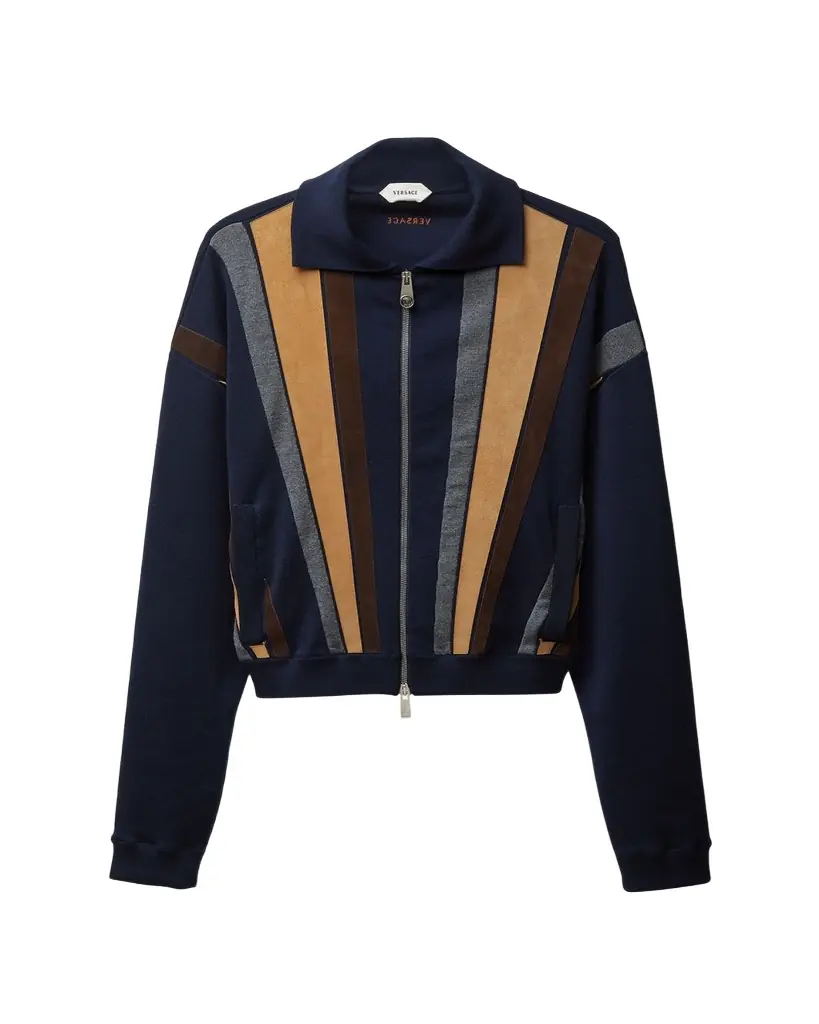 Versace Colorblocked Wool-Blend Zip-Up Blouson Jacket