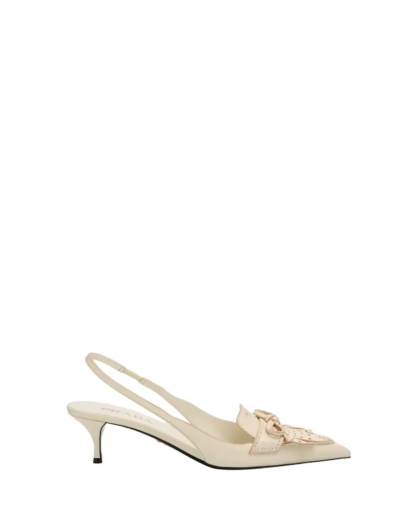 Prada 55mm Brushed Leather Slingback Pumps