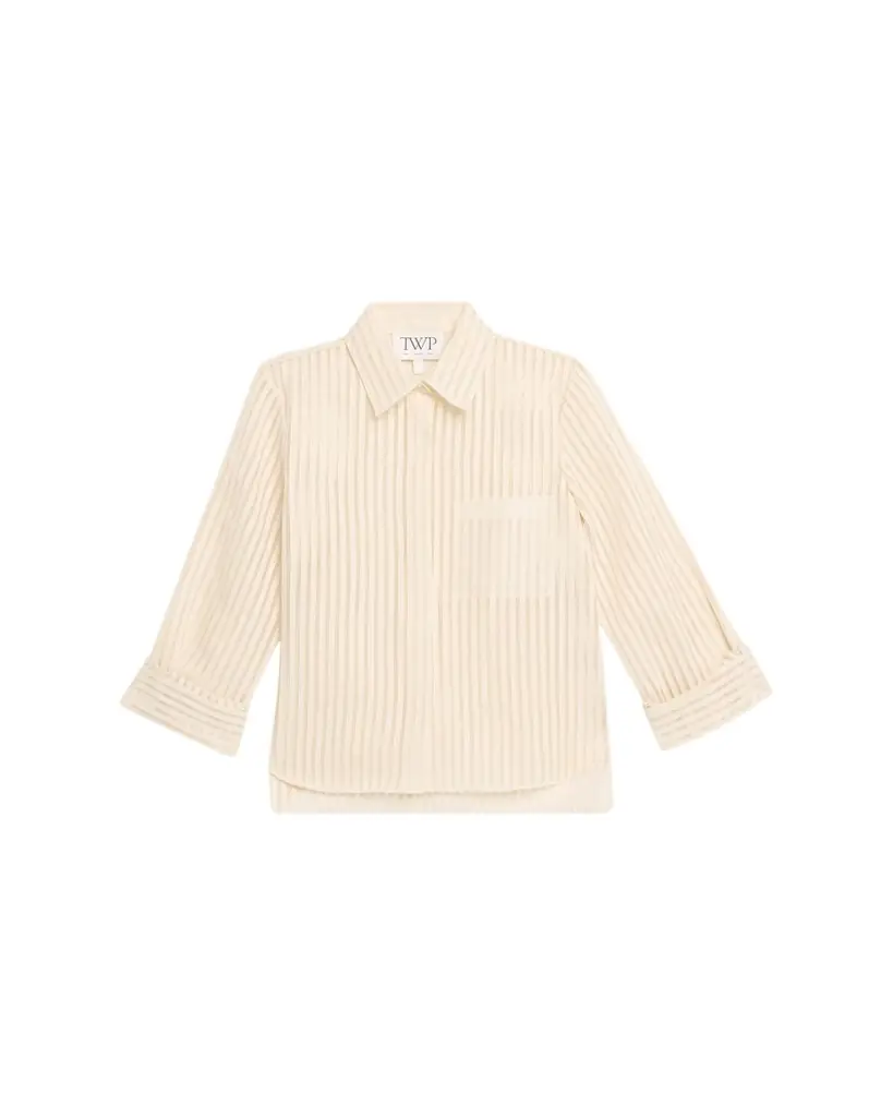 TWP Boyfriend Shirt in Ribbon on Organza