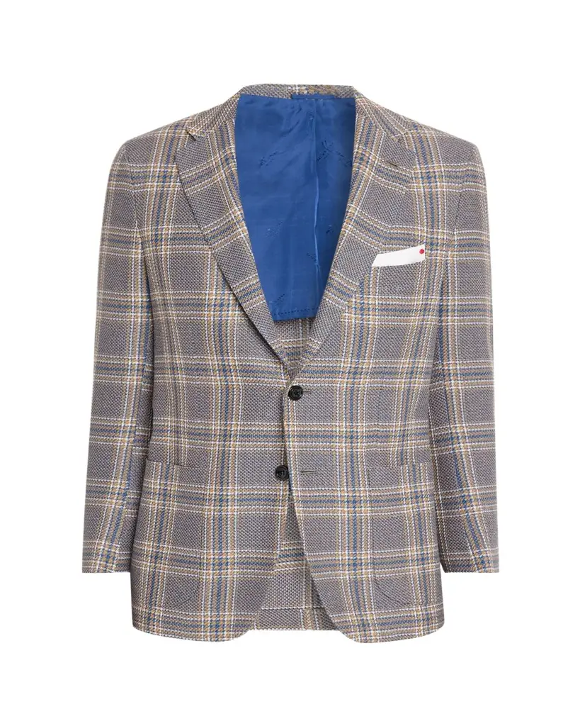 Kiton Men's Plaid Cashmere and Linen Single-Breasted Sport Coat