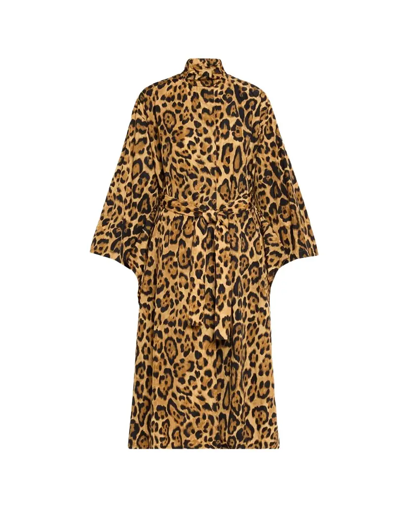 ALAIA Pleated Leopard-Print Nylon Belted Trench Coat