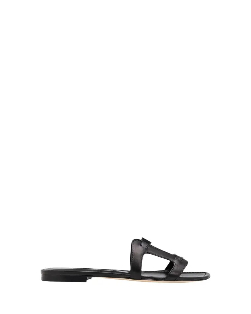 Manolo Blahnik Grellanu Leather Flat Slide Sandals