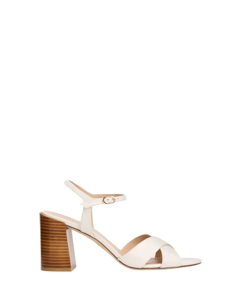 Stuart Weitzman 8mm Alyssa Leather Block-Heel Sandals