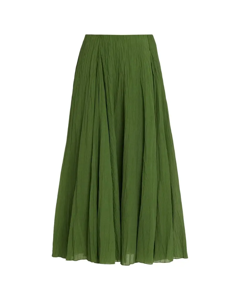 Vince Crinkled Plissé Cotton-Blend Maxi Skirt