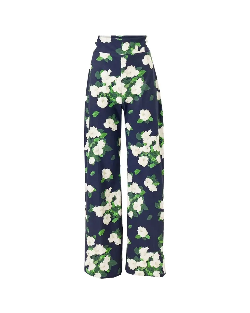 Carolina Herrera Diane High-Rise Floral Wide-Leg Pants