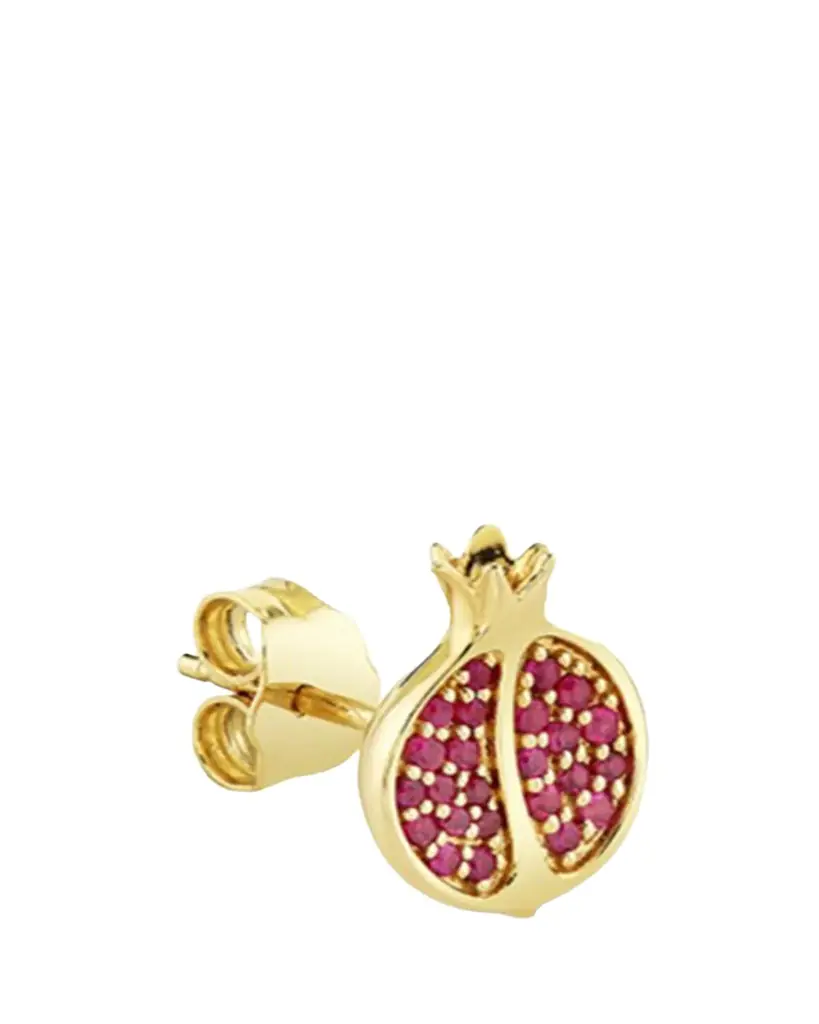 Sydney Evan 14K Ruby Pomegranate Stud Earring, Single (Right)