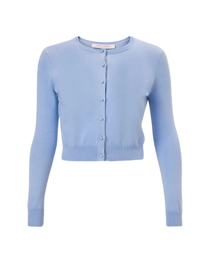 Carolina Herrera Silk-Cotton Crewneck Cardigan