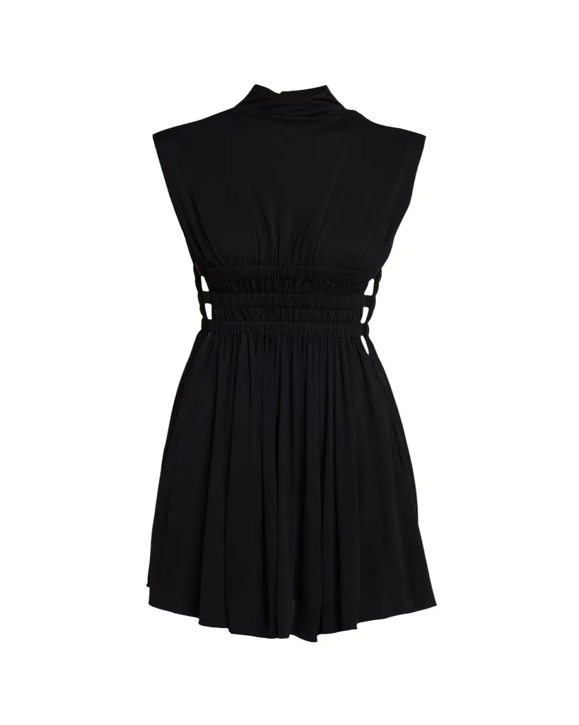 ALAIA Mock-Neck Waist-Cutout Jersey Backless Mini Dress