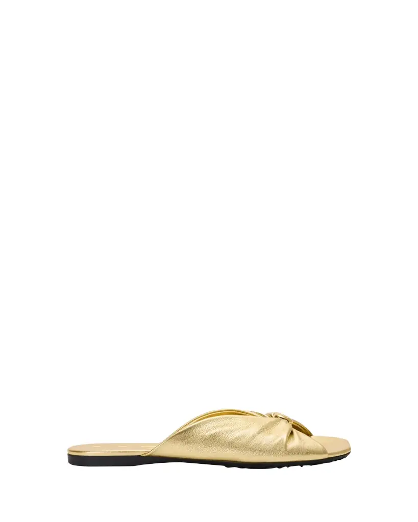 Loewe x Paula's Ibiza Pebble Soft Metallic Leather Slide Sandals