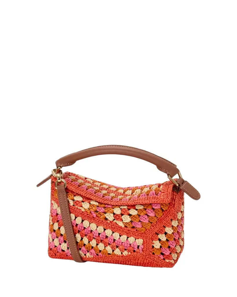 Loewe x Paula's Ibiza Puzzle Crochet Raffia Top-Handle Bag