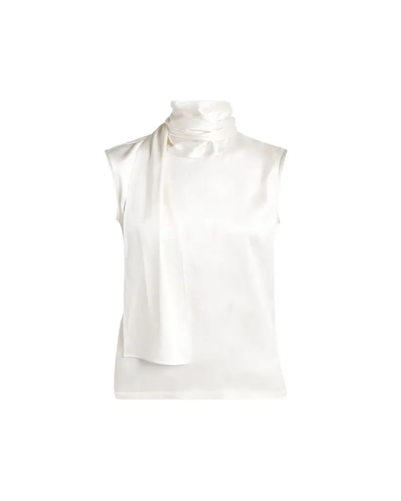 Bottega Veneta Scarf-Neck Satin Sleeveless Top