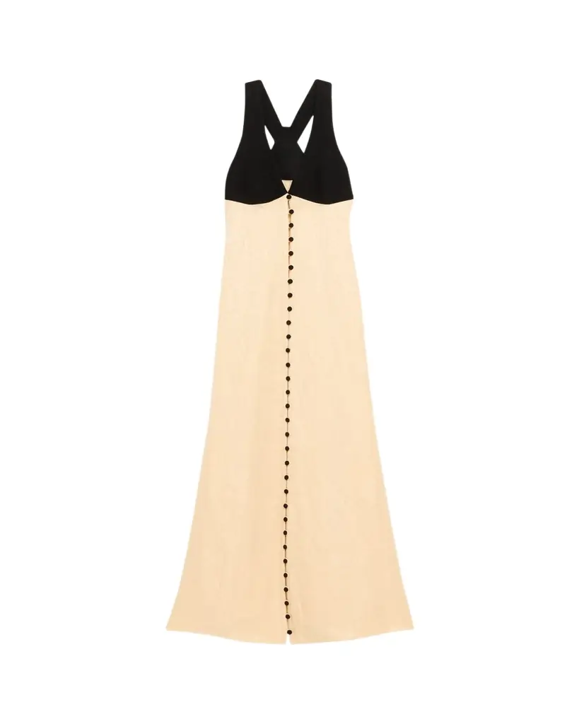 Rosie Assoulin Button-Down Linen Jacquard Maxi Dress