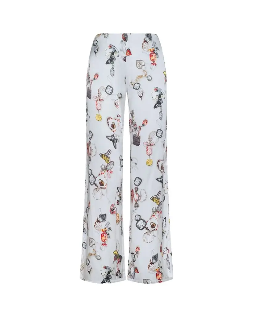 L'Agence Kimia Printed Satin Wide-Leg Pants
