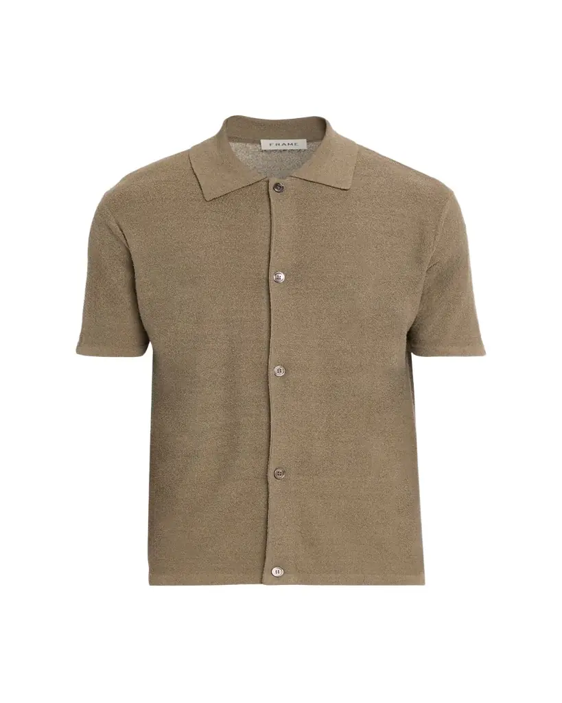 FRAME Men's Linen-Blend Short-Sleeve Shirt