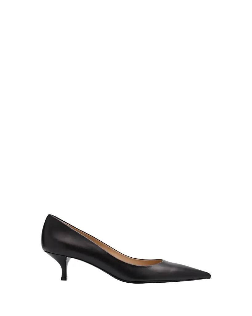 Stuart Weitzman Stuart Leather Kitten-Heel Pumps