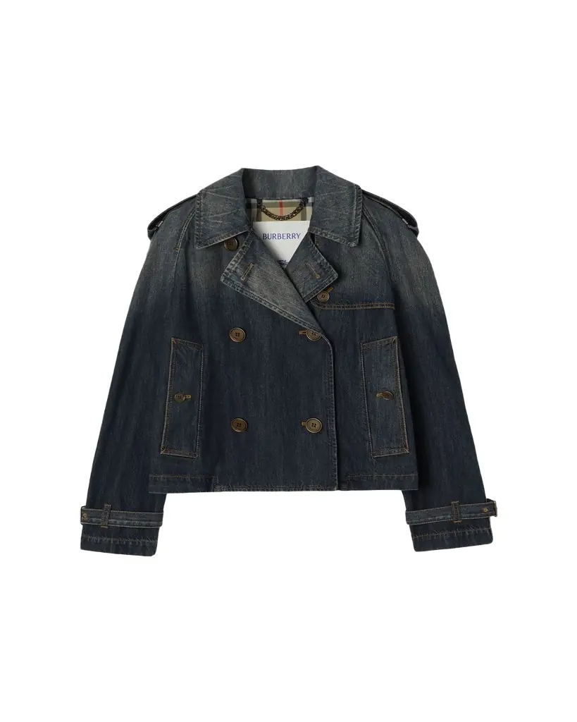 Burberry Mayfair Denim Crop Trench Jacket