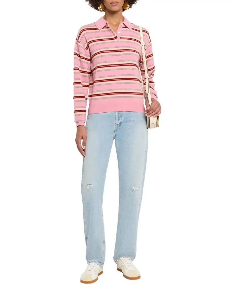 Guest in Residence Collegiate Stripe Cashmere Polo