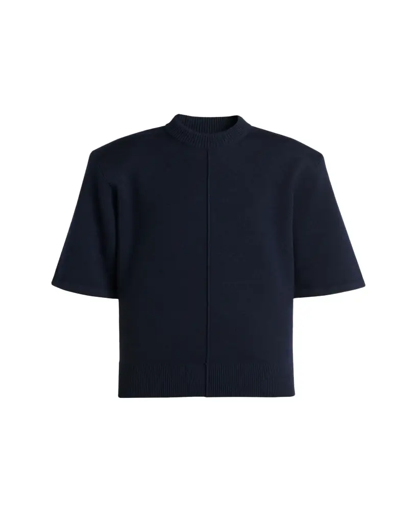 Bottega Veneta Tailored Wool Knit Short-Sleeve Sweater